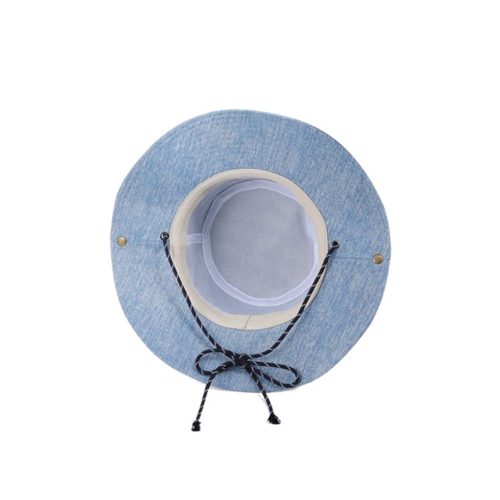 Sunscreen Denim Bucket Hat Lightweight Fisherman Hat Sun Cap Western Cowboy Hat  Camping