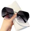 Non-polarized Metal Frameless Sunglasses Stylish Large Frame Women's Square Sunglasses Fashion Transparent Versatile Sunglasses
