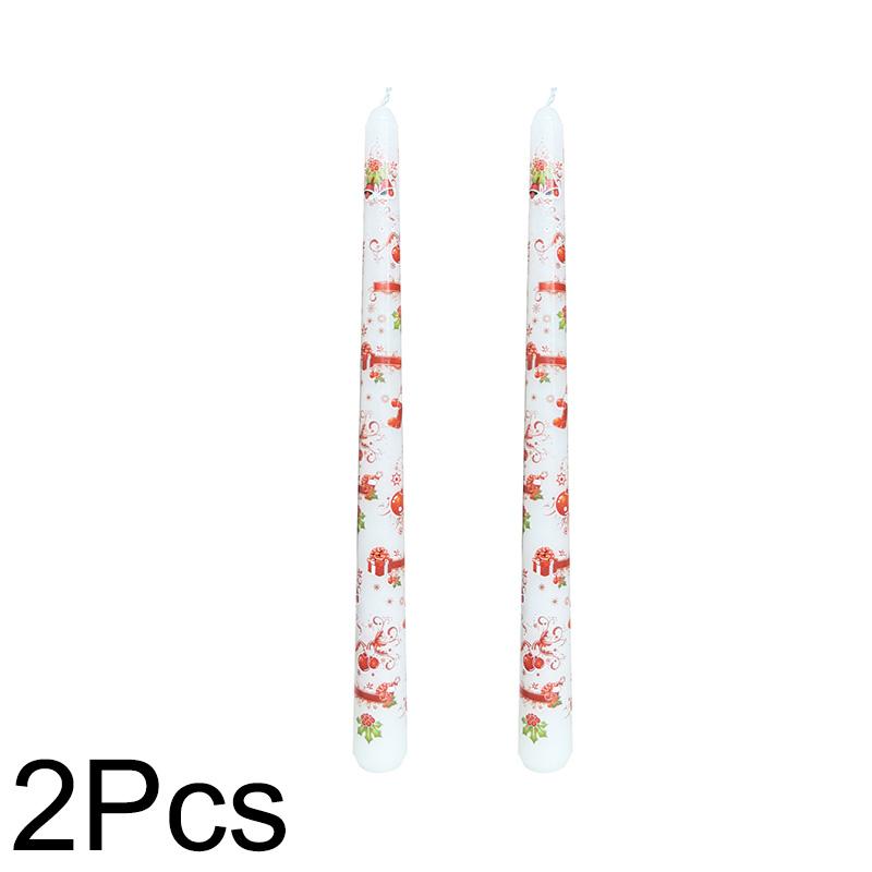 2pcs Tall Unscented Decorations Gift 10 Inch Taper Candle Seasonal Flameless Table Decors Christmas Printed