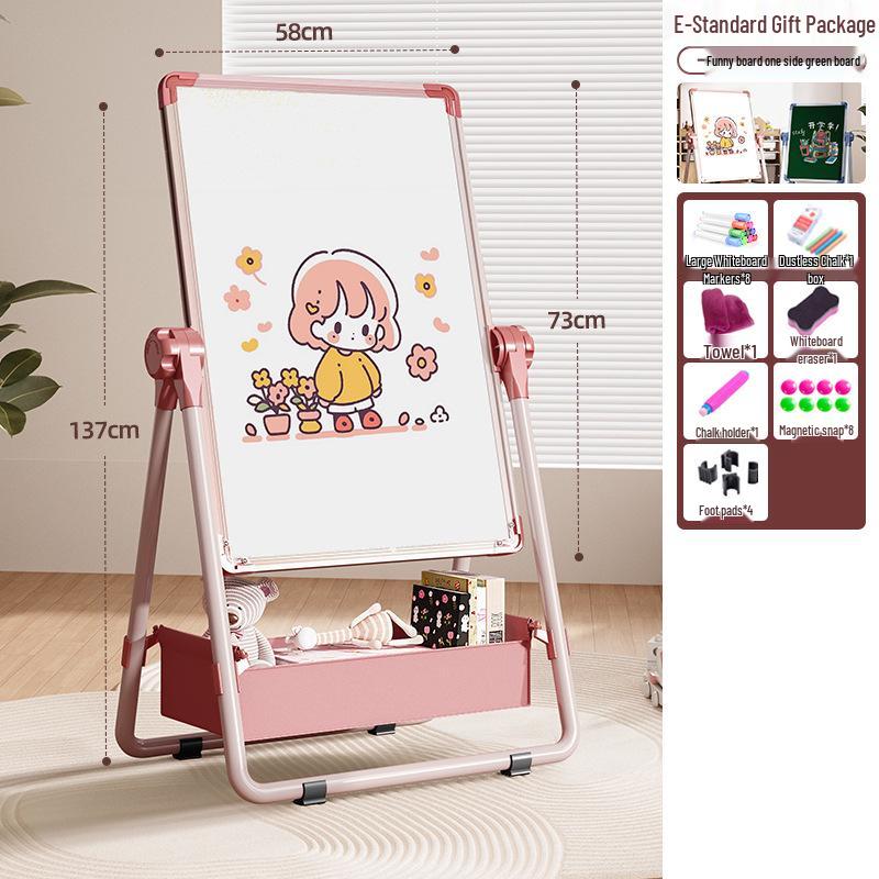 Portable Children's Magnetic Easel with Blackboard & Whiteboard for Graffiti
