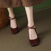 2025 new thick heel Mary Jane women's shoes French new celebrity style high heels cross strap light mouth single shoes