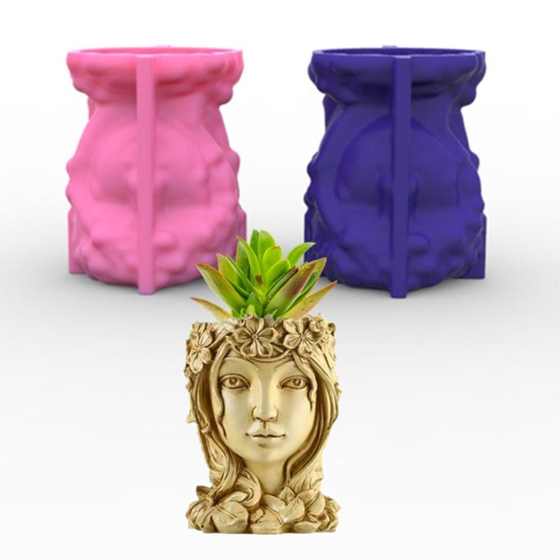 Goddess Concrete Silicone Pot Mold Succulent Flowerpot Clay Cement Plaster Molds DIY Home Garden Flower Pots Mould