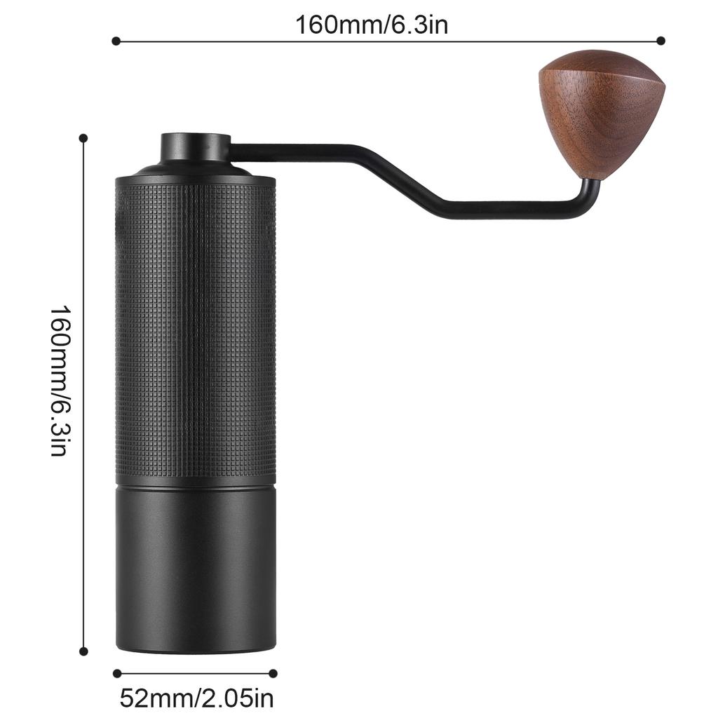 Manual Coffee Bean Grinder with Ergonomic Wood Crank 5 Core Conical Stainless Steel Burr 24 Gears