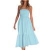 Strapless Dress For Women Color Summer Beach Boho Smocked Tube Top Long Dress
