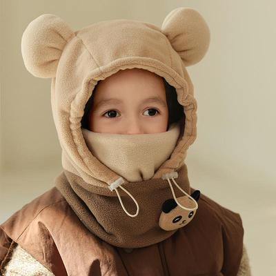 Children's Panda Fleece Winter Hat and Scarf Combo - Cold-Proof Cartoon Design for Boys and Girls