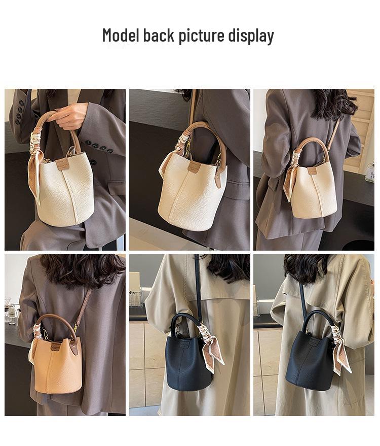 Women's Retro Black Crossbody Bucket Bag - Versatile for Autumn and Winter