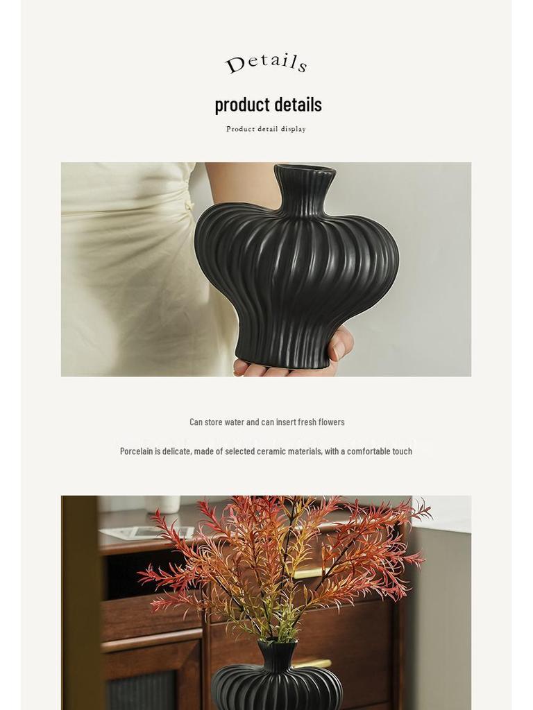 Retro Wabi-Sabi Ceramic Vase with Artificial Flowers