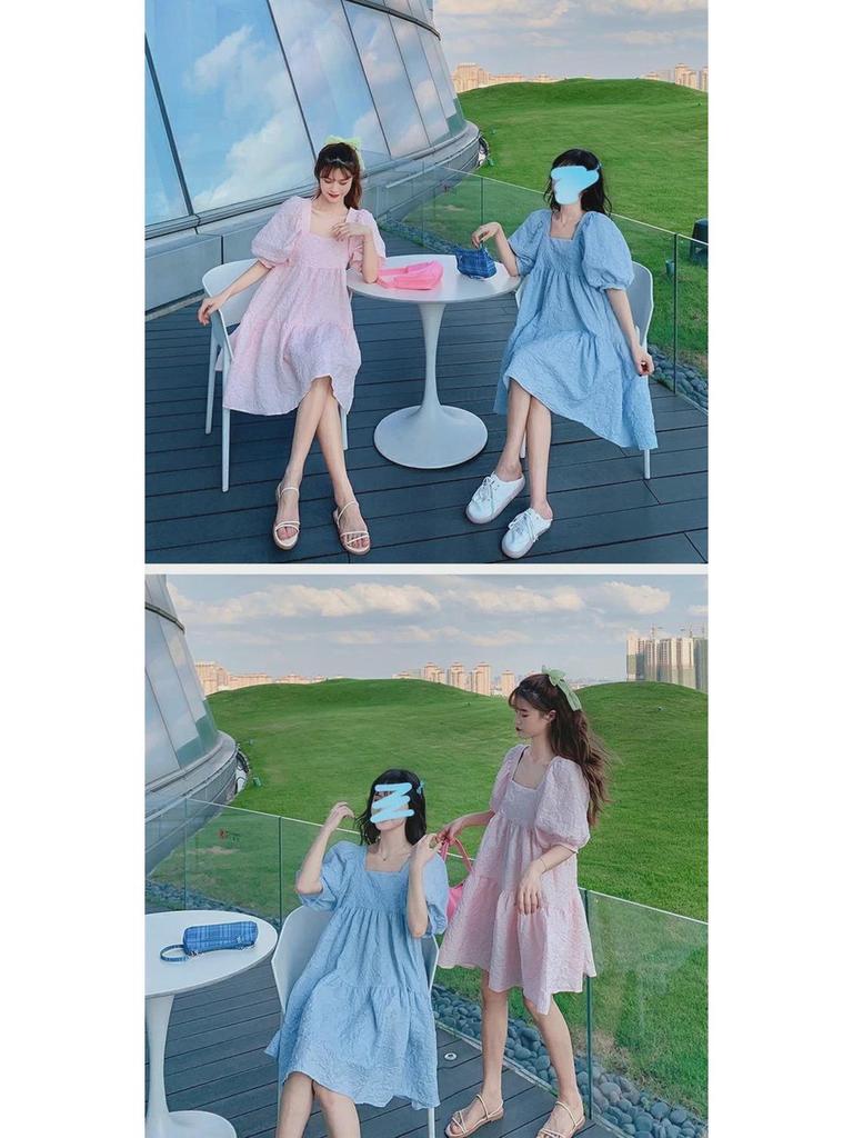 Spring/Summer 2024 French Sweetheart Square Neck Puff Sleeve A-Line Maternity Dress