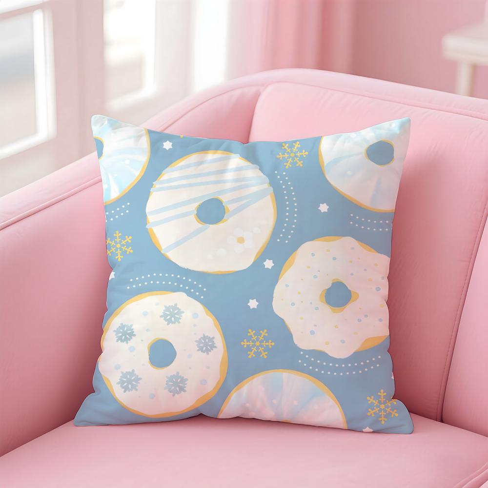 SÜße Donut Kissenbezug Hülle Weicher Hautfreundlicher Stoff Verdeckter Reißverschluss