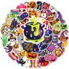 50pcs Halloween stickers featuring pumpkins, ghosts, and bats, perfect for waterproof DIY planner decorations gifts for kids
