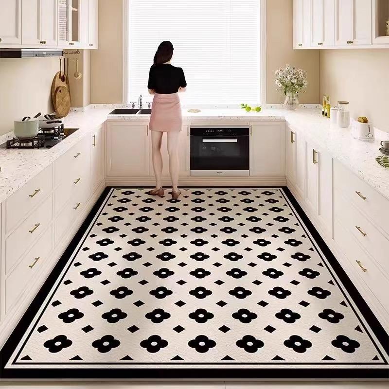 Pvc Leather Washable Kitchen Floor Mat Scrubbable Waterproof Non-Slip Carpet Dirt-Resistant Oil-Resistant Scratch-Resistant Rug