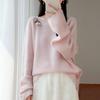 Women's Plus Size Embroidered Cashmere Sweater - Rolled-edge Round Neck, 100% Pure Wool Knit, Autumn/Winter Loose Fit Base Layer