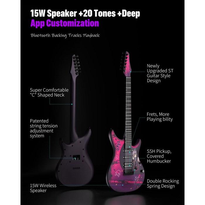 Enya Inspire Electric Guitar 39 inch - Smart Carbon Fiber Guitar with 15W Wireless Speaker, 20 Tones, Onboard Presets, Cable, Wrench, Gig
