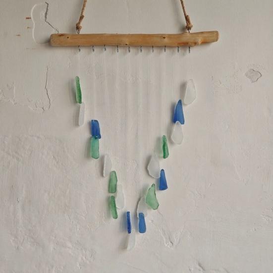 Sea Glass Wind Chime for Outside Handcrafted Coastal Style Hanging Wind Chime for Garden Backyard Home Indoor Outdoor Decoration