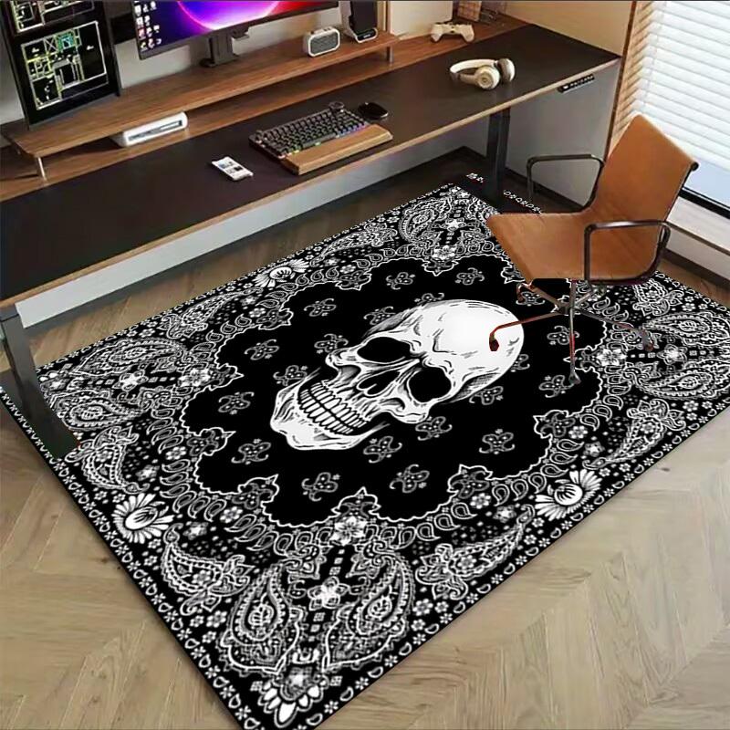 1PC Skull Paisley Extra Large Non Slip Floor carpet, Office, family, bedroom Large Area Rug Indoor Rugs, Vibrant Colors