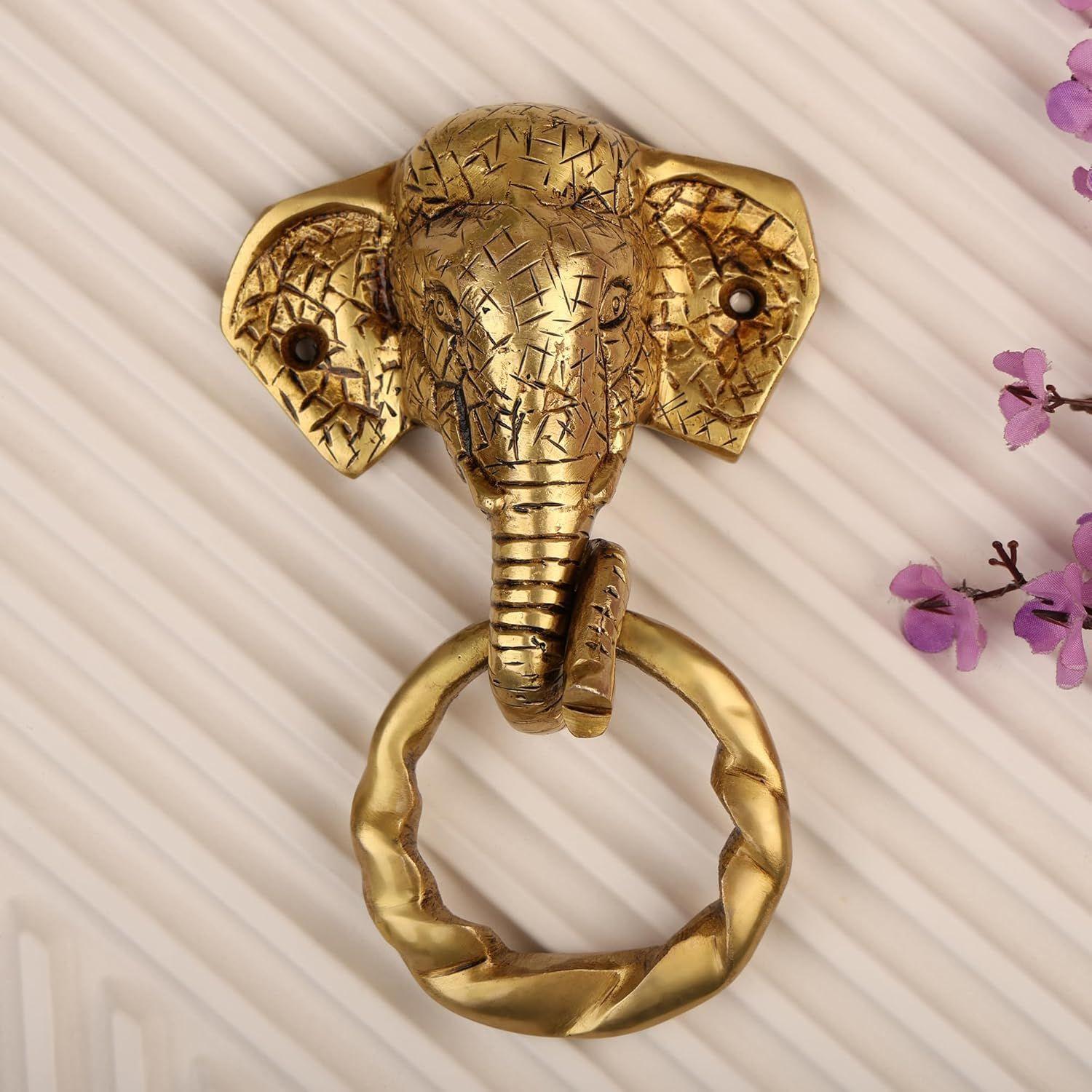 

Латунный дверной молоток в виде слона для входной двери | Античная отделка | Элегантный декор для входа в дом | Прочный и стильный аксессуар для входной двери | Упаковка 1 шт.