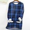 Women's Fashion Plaid Print Round Neck Long Sleeve Plush Winter Warm Pullover Top