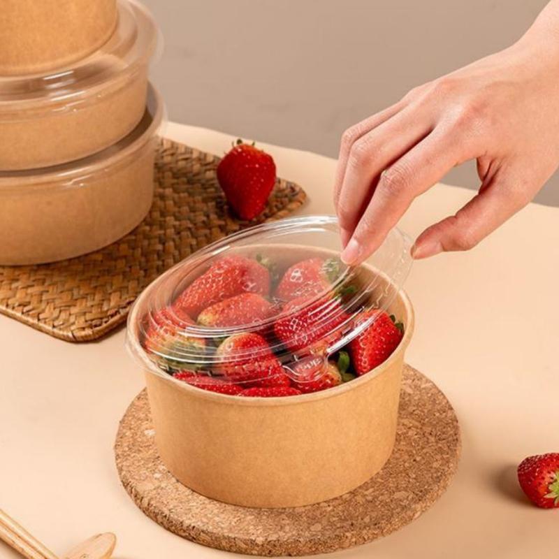 25 Stück Kraftpapier Schalen Becher Obstsalatschale Kraft Behälter Salat Lebensmittelzubereitung Kraft Box Sahne Eis Snack Aufbewahrung 500/750/1000ml