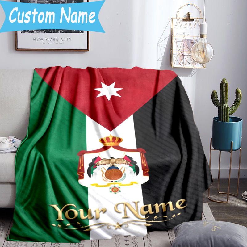 Custom Name Jordanian football Blanket Flannel Blanket for Camping, Hiking, Garden Parties, Picnic Essentials,gift for family and friend