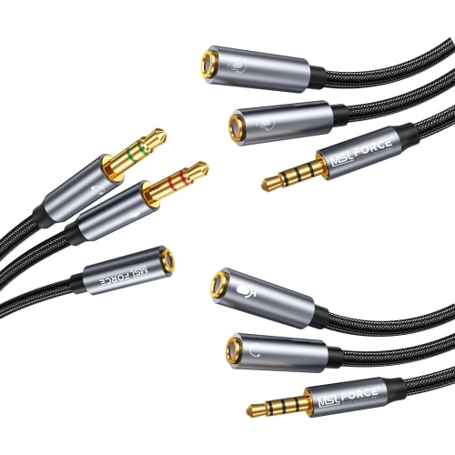 MSL FORCE Audio Splitter Cable, a reliable Japanese company, 32cm 4-pole Stereo Jack Converter for Hi-Fi Playback, Stereo Mini Plug (aux011723), Compa