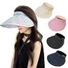 Folding Headband Sun Visor Hat Wide Brim Bucket Hat Trendy Women's Stripe Sun Hat  Summer Outdoor