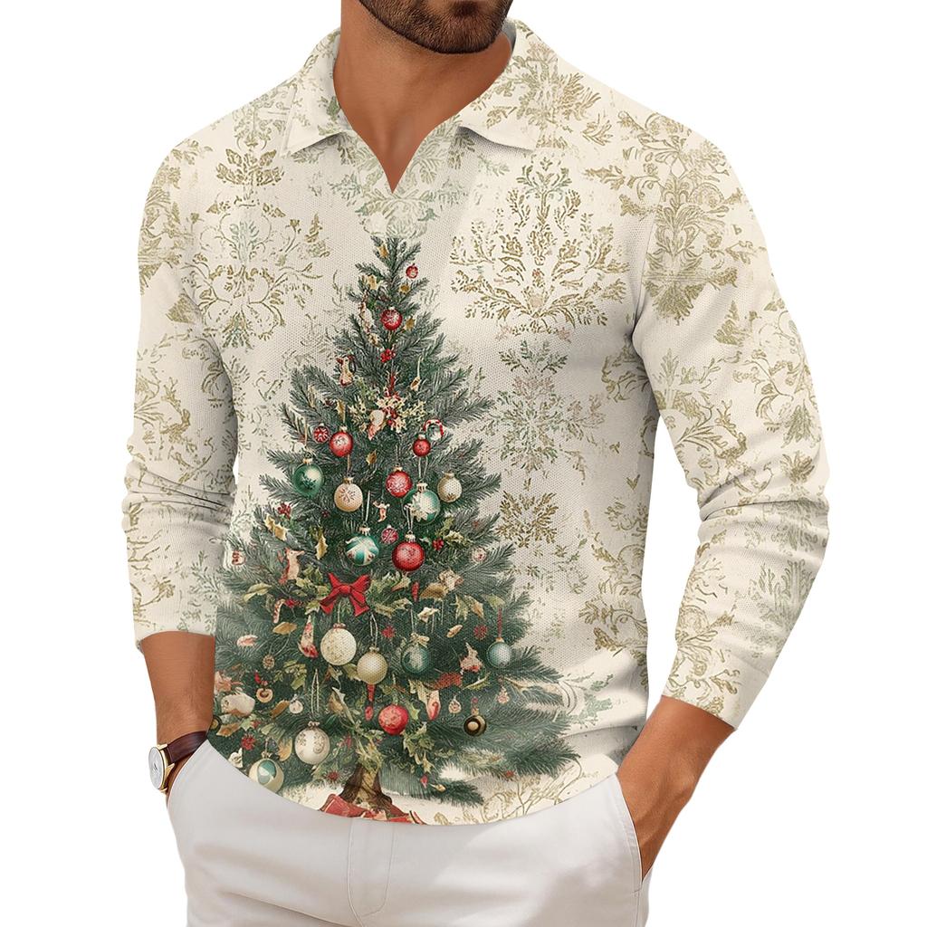 Men's Casual Collared Long-Sleeve Knit Base Layer Top