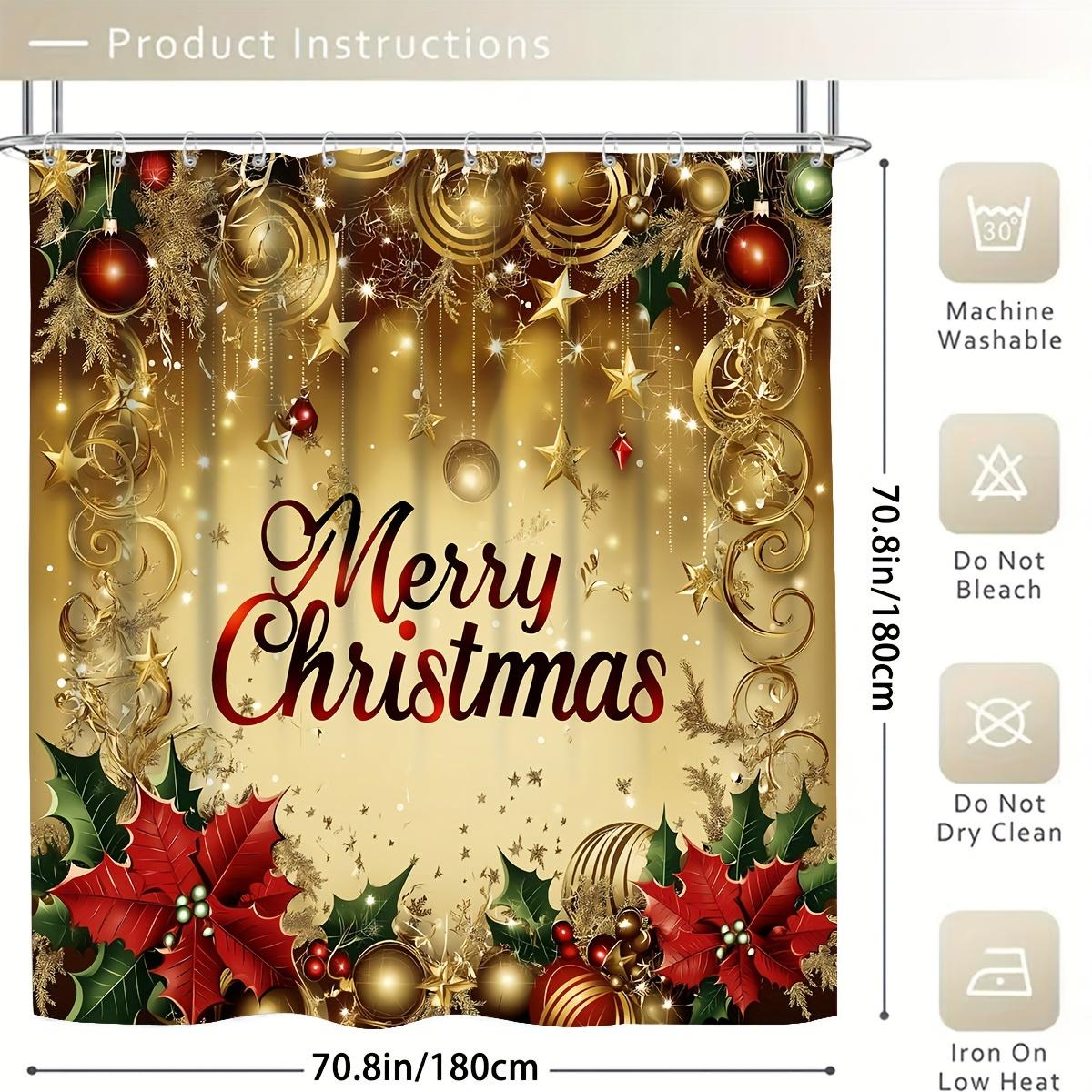 

Набор из 4 предметов: шторка для душа для ванной, зимняя рождественская шторка для ванной с колокольчиком, 12 крючков, нескользящие коврики, коврик для крышки унитаза, перегородка для ванной 1Pcs-Shower Drapery 71in*71in