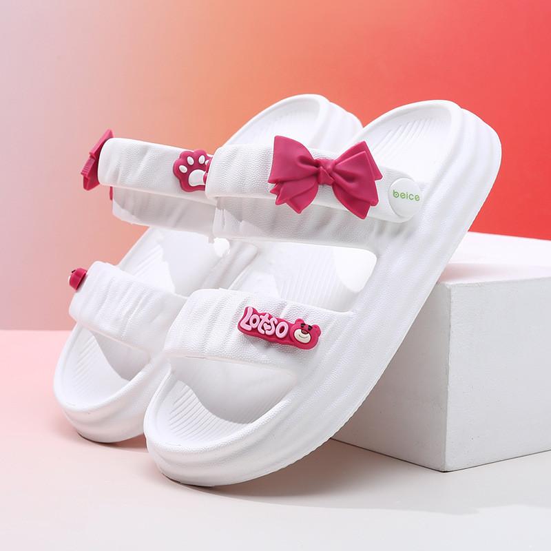 Stylish Eva Summer Sandals For Girls Featuring Breathable Soft Sole Design In Black Pink And Green