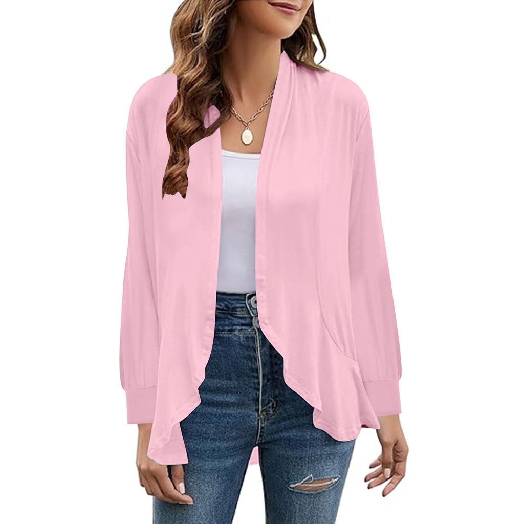 Women's Long Sleeve Cardigan Casual Open Front Coats Loose Solid Color Cardigans For Women