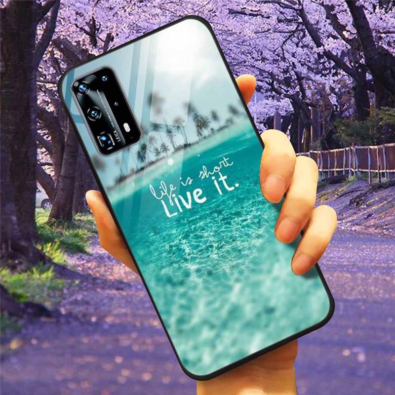 For Huawei P40 Lite / P40Pro Case P 40 Tempered Glass Starry Marble Hard Back Cover for Huawei P40 Pro / P40Lite E Cases Coque