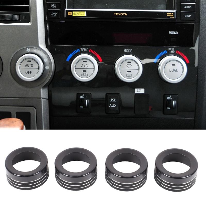 Car Air Condition Knob Audio Volume Control Button Circle Decoration Trim Ring Cover For Toyota Tundra 2007-2013 Accessories