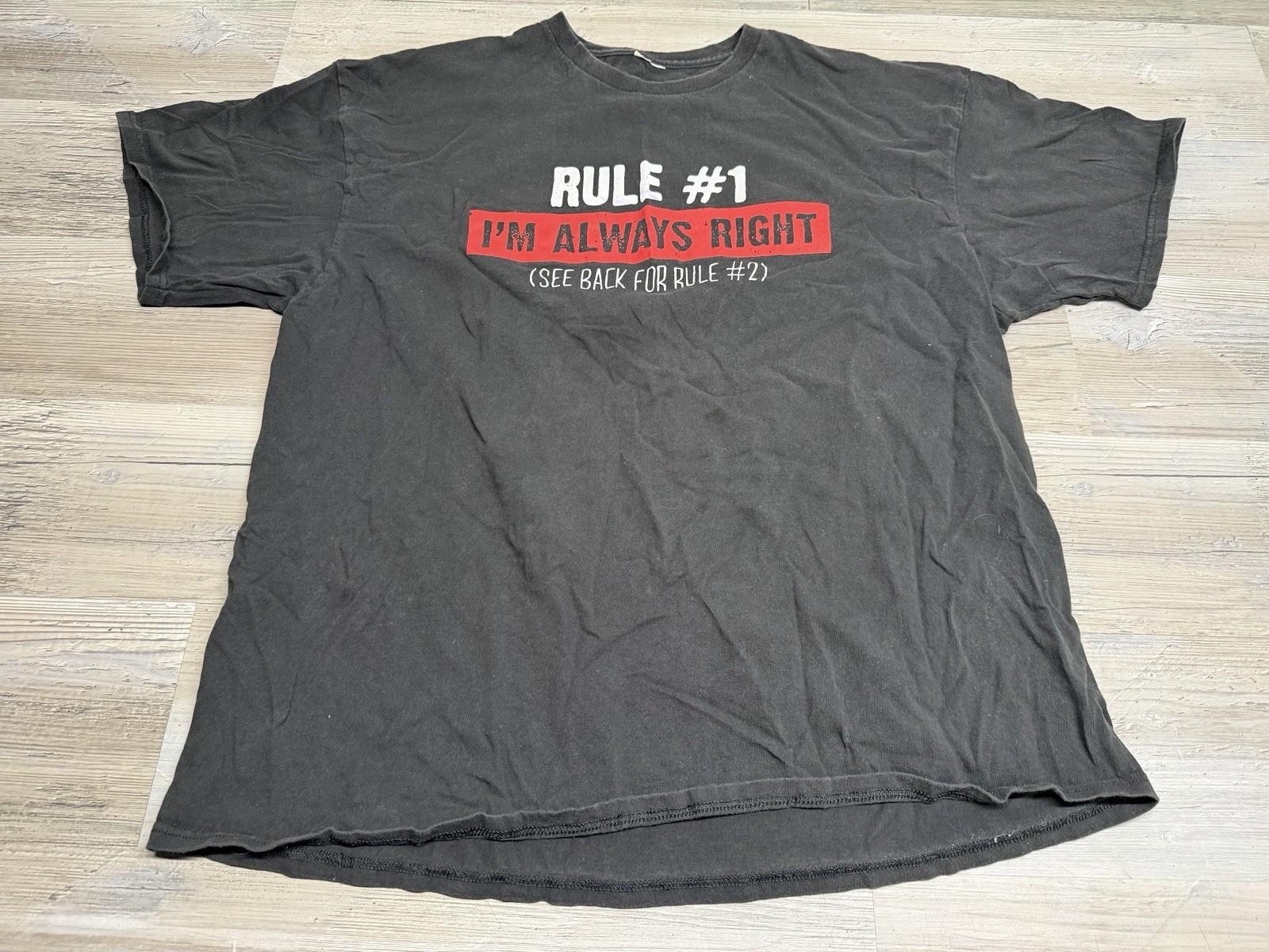 Vintage Y2K Funny Slogan Graphic T-Shirt Rule #1 I m Always Right Black Size XL Unisex T-Shirt S