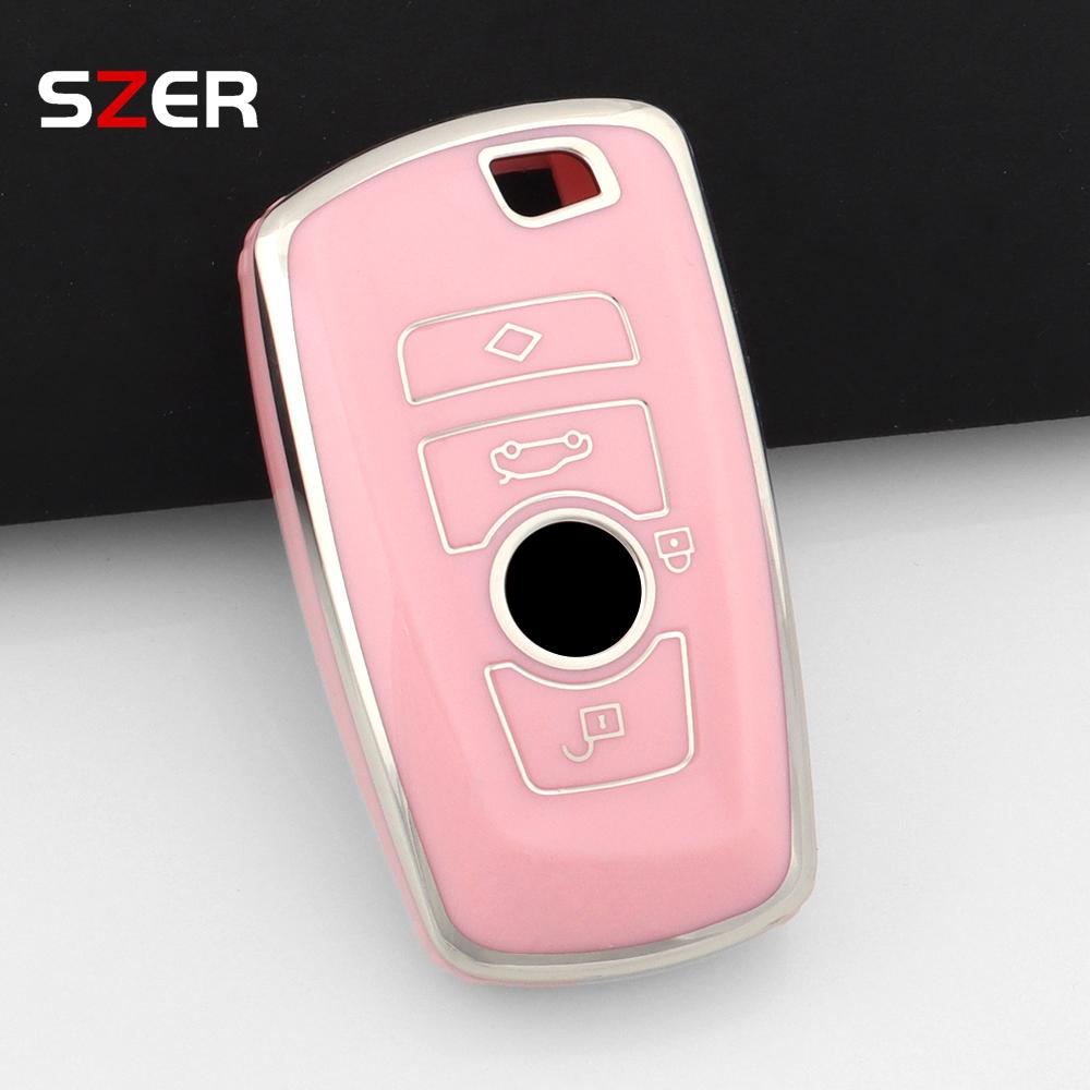 Pink Tpu Car Key Case Cover Shell For Bmw 1 3 5 7 Series X1 X3 X4 X5 F10 F15 F16 F20 F30 F18 F25 M3 M4 E34 Fob Accessories