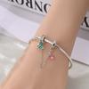 S925 Silver Adjustable Safety Chain DIY Bracelet Accessories with Butterfly Flower Charms for Handmade Jewelry Making