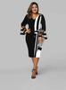 2024 Plus Size Mesh Splicing Long Sleeve Bodycon Dress for Women