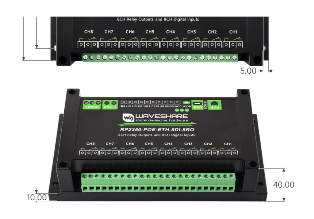 RP2350 Dual-Core 8-Channel Industrial Control Board with Isolated Digital Input