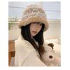 Women S Striped Knitted Bucket Hat Winter Warm Plush Ear Protection Hat