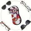 2D-Abstract Geometric Floral Art Print Sunglasses Case, Zipper Eyeglasses Protective Holder, Stylish Portable Travel Eyewear Pouch for Women Men
