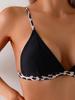 Costum de baie bikini patchwork cu imprimeu leopard pentru femei