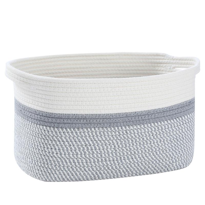 Laundry Basket Woven Cotton Storage Organizing Bin with  Handles for Desk Organization, Small Basket for Keys Makeups Toys