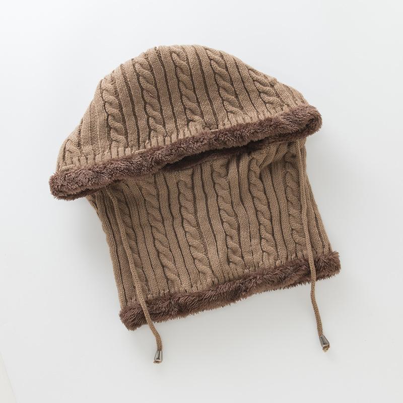 Pull tricoté en peluche pour femmes, pâte frite torsadée, écharpe une pièce, chapeaux d'oreilles en laine, hiver