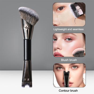 Double Head Makeup Brush Powder Blusher Brush Foundation Brush U-Shaped Nose Shadow Contour Brush Multifunctional Beauty Tool
