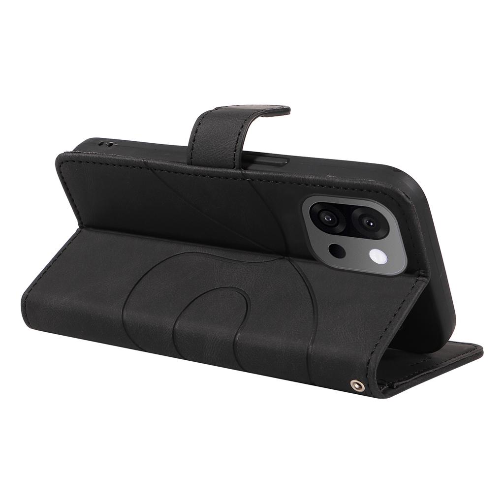 For OnePlus 13T 5G Wallet Case Leather Phone Cover Stand with Curved Line Design