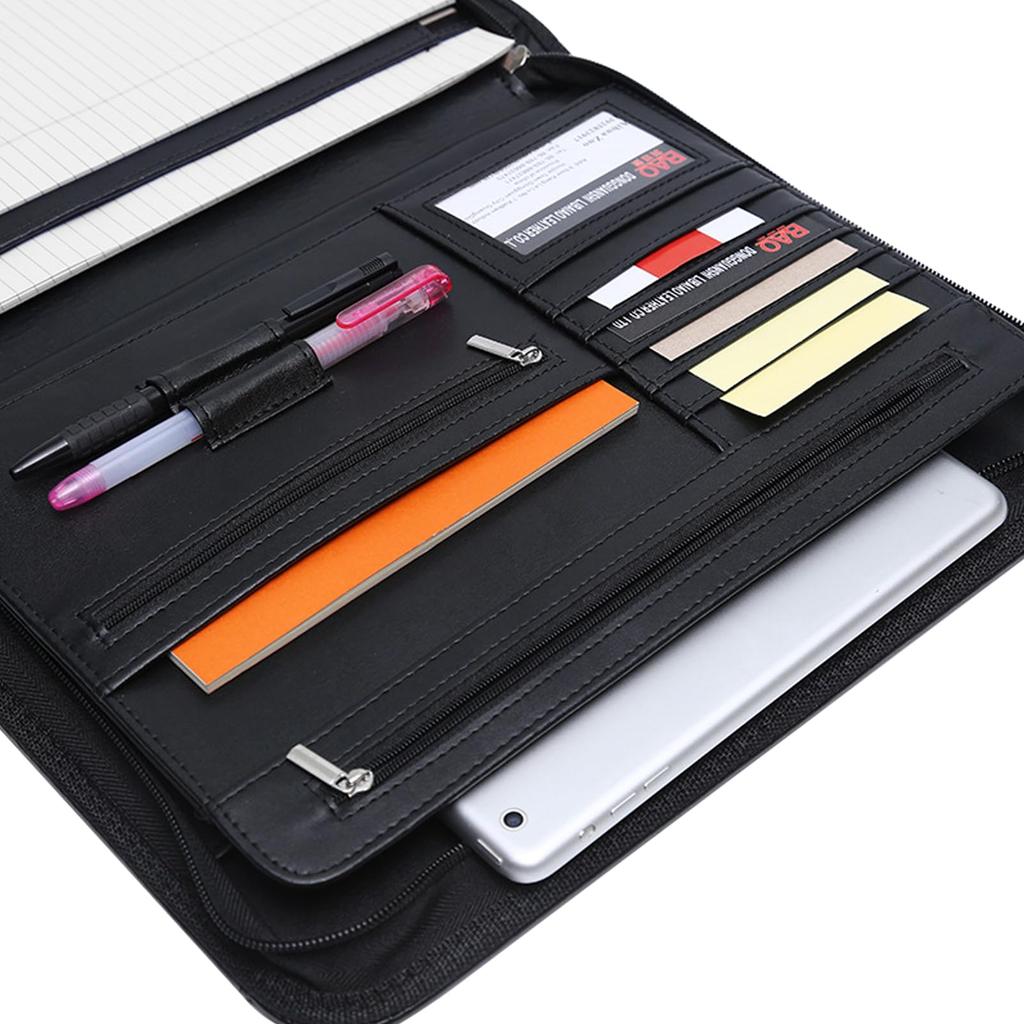 VANRA Portofoliu cu Fermoar Piele PU A4 Buzunar de Depozitare Afaceri Liant Organizator Card de Vizită Mânecă Tabletă cu Blocnotes pentru Ședință Birou