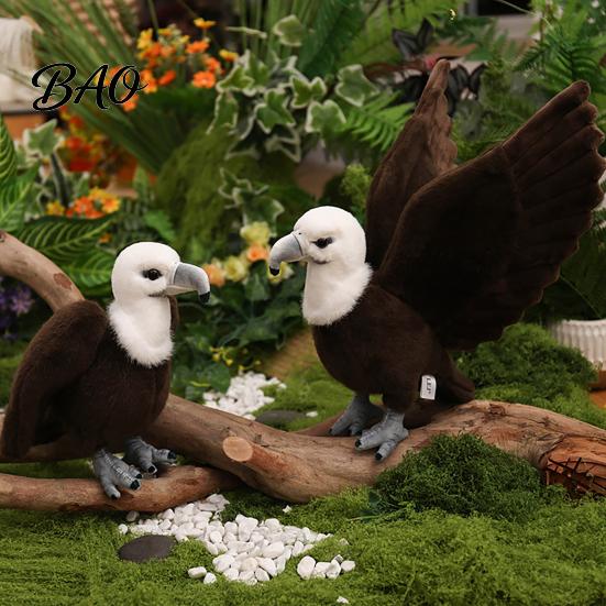 Educational Science Gift for Kids Realistic Plush Bald Eagle Doll, Stuffed Animal Toy with Foldable Lifelike Figure Wings, Bird Plushie Home Decor And