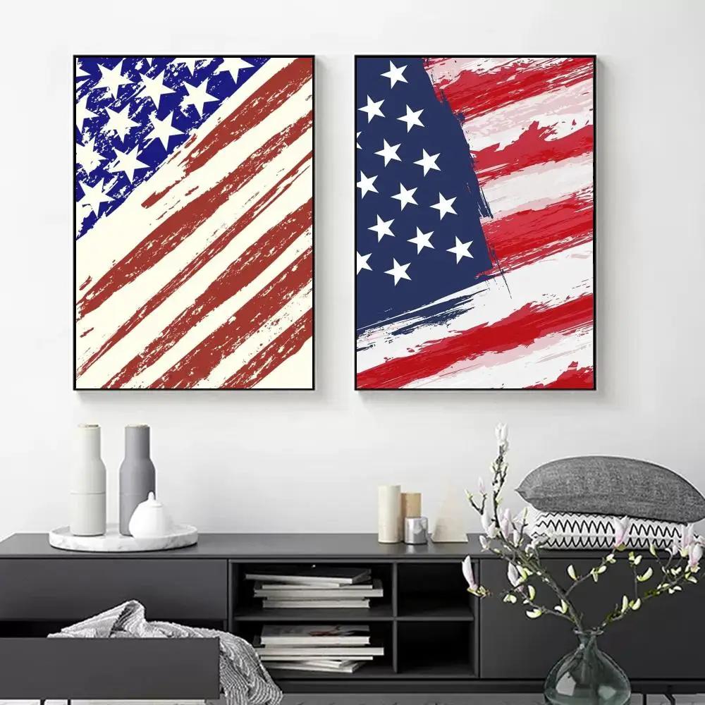 1pc American USA flag  Poster Paper Print Home Bedroom Entrance Bar Cafe Art Painting Decoration