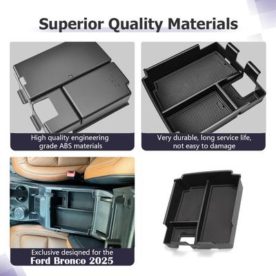 For 2025 Ford Bronco 4 Doors Accessories Center Console Organizer Tray Armrest Box Storage Interior Phone Holder Car Accessories