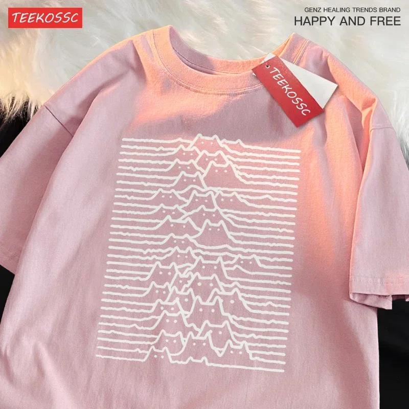 Cat Group Mountain Cartoon Trendy Summer Travel Mountain And River Cat Line Short Sleeve T-shirt Women Trendy  women clothing