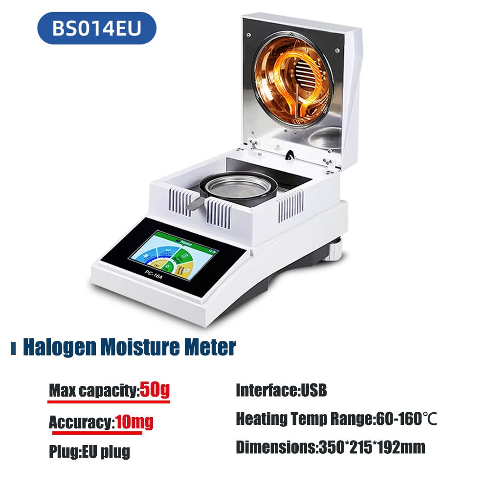 USB Halogen Moisture Meter 50g 100g Food Powder Medicine Humidity Analyzer Color Tough Screen Auto Halogen Moisture Detector