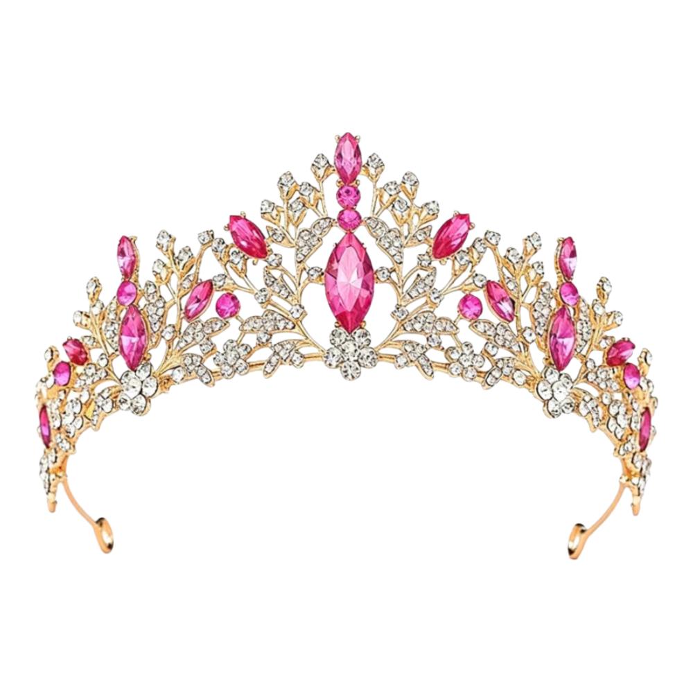 

Rhinestone Crystal Tiara Baroque Bridal Headband New Queen Princess Crown Wedding Party рожевий червоний колір